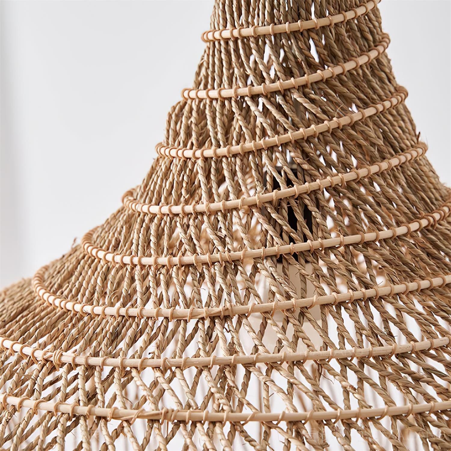 Pendant Light Handwoven Rattan Shade Frame Bohemian Natural - Letslighting
