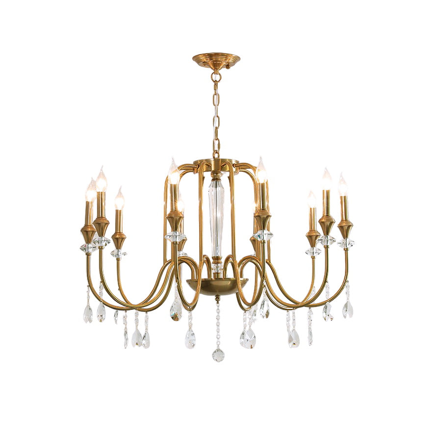 Ercararis Vintage Industrial Brass Crystal Chandelier - Letslighting