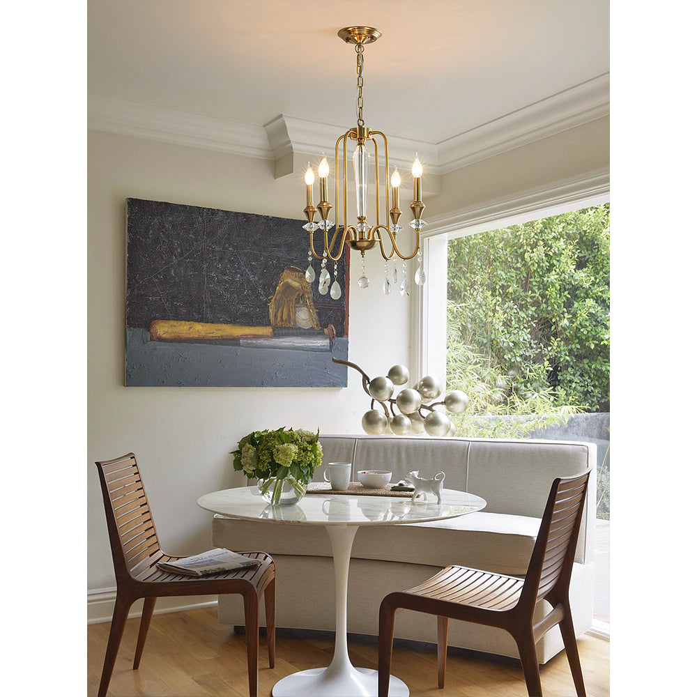 Ercararis Vintage Industrial Brass Crystal Chandelier - Letslighting