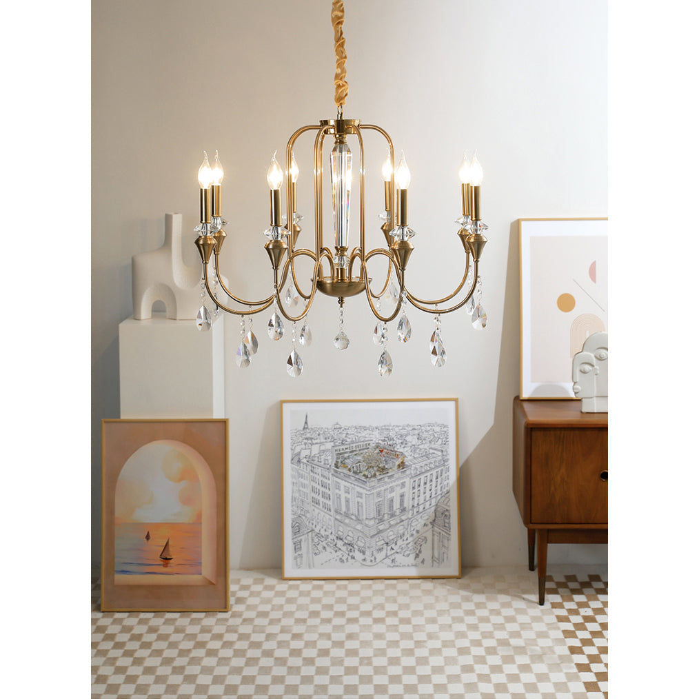 Ercararis Vintage Industrial Brass Crystal Chandelier - Letslighting