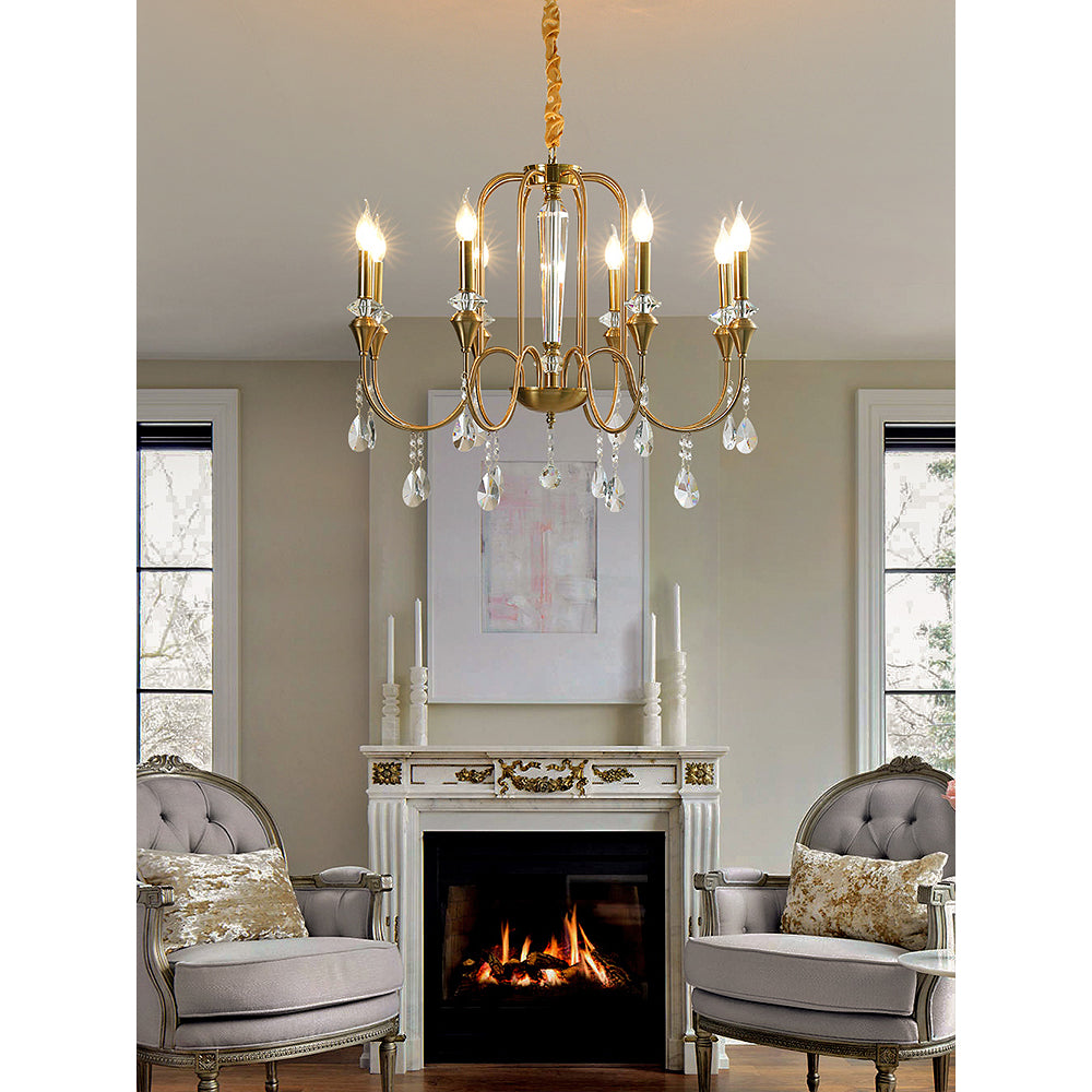 Ercararis Vintage Industrial Brass Crystal Chandelier - Letslighting