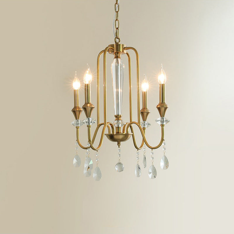 Ercararis Vintage Industrial Brass Crystal Chandelier - Letslighting