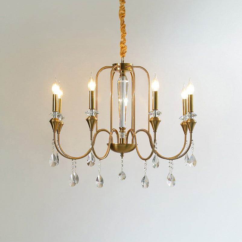Ercararis Vintage Industrial Brass Crystal Chandelier - Letslighting