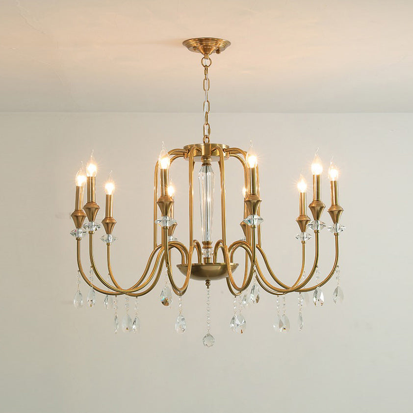 Ercararis Vintage Industrial Brass Crystal Chandelier - Letslighting