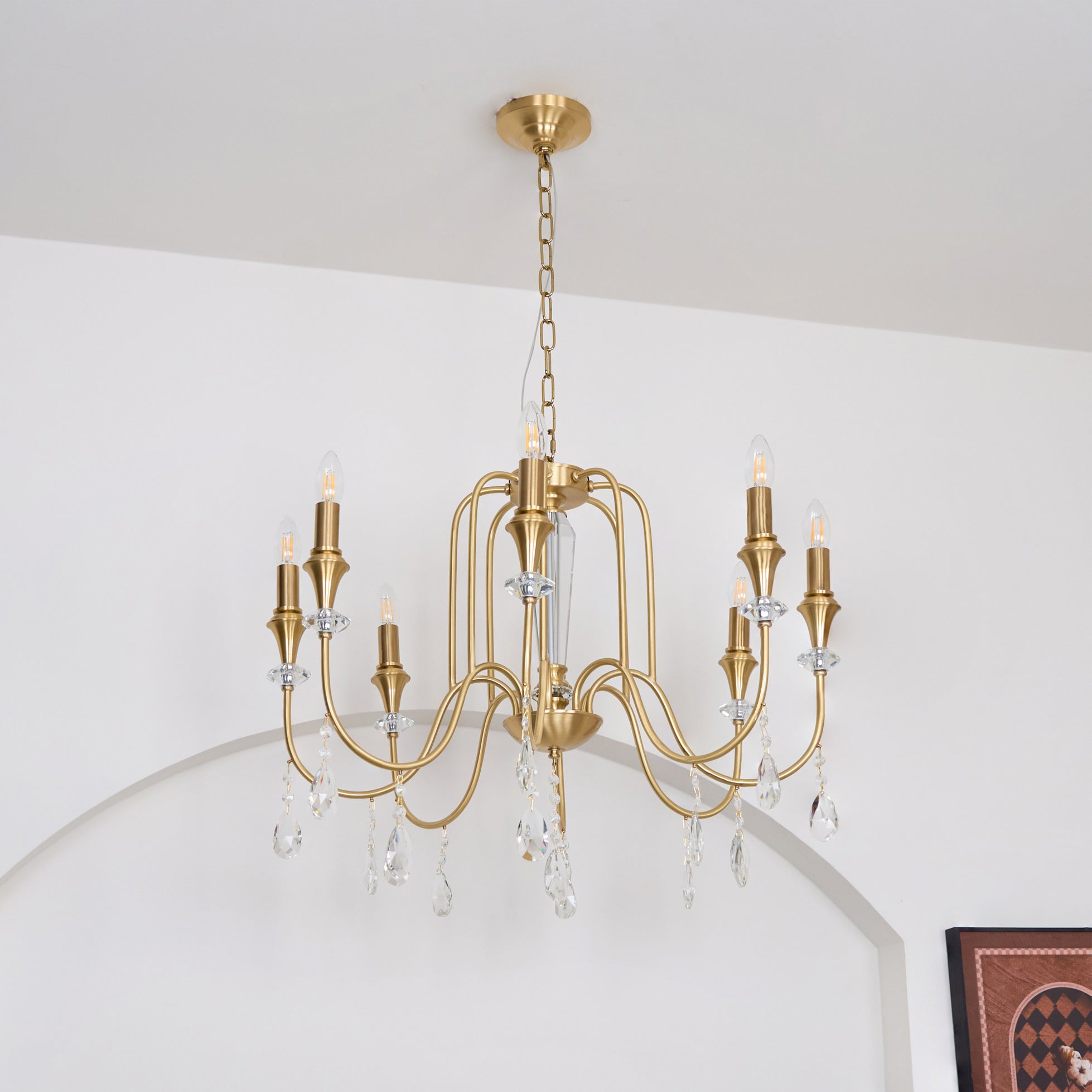 Ercararis Vintage Industrial Brass Crystal Chandelier - Letslighting