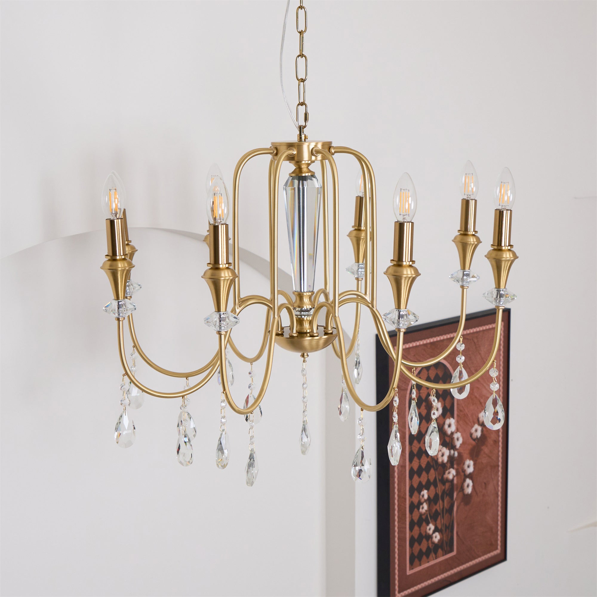 Ercararis Vintage Industrial Brass Crystal Chandelier - Letslighting