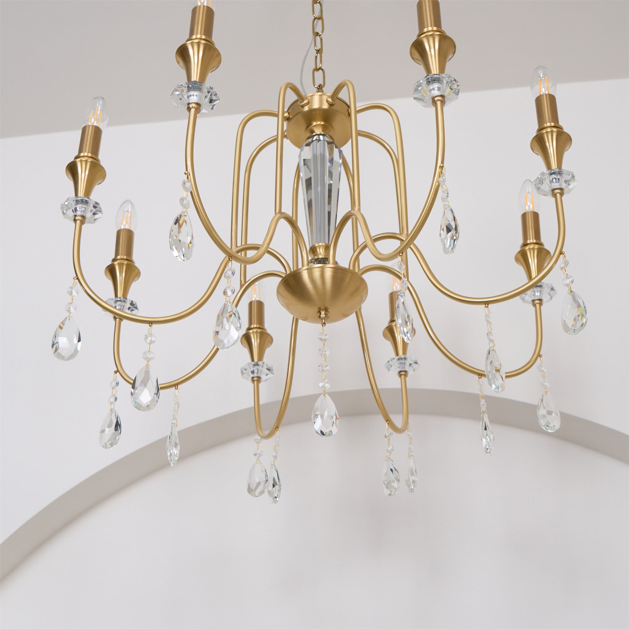 Ercararis Vintage Industrial Brass Crystal Chandelier - Letslighting