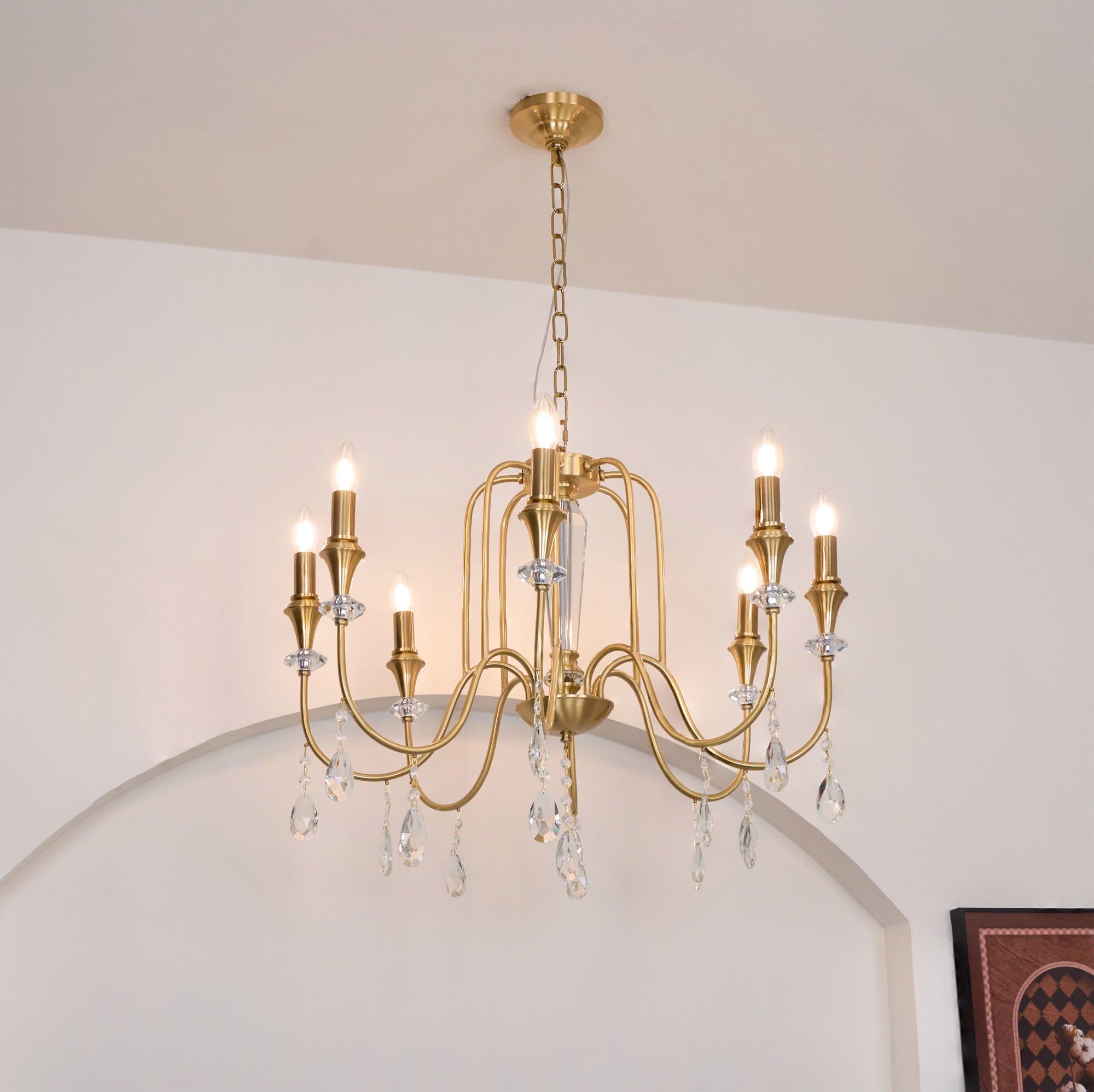 Ercararis Vintage Industrial Brass Crystal Chandelier - Letslighting