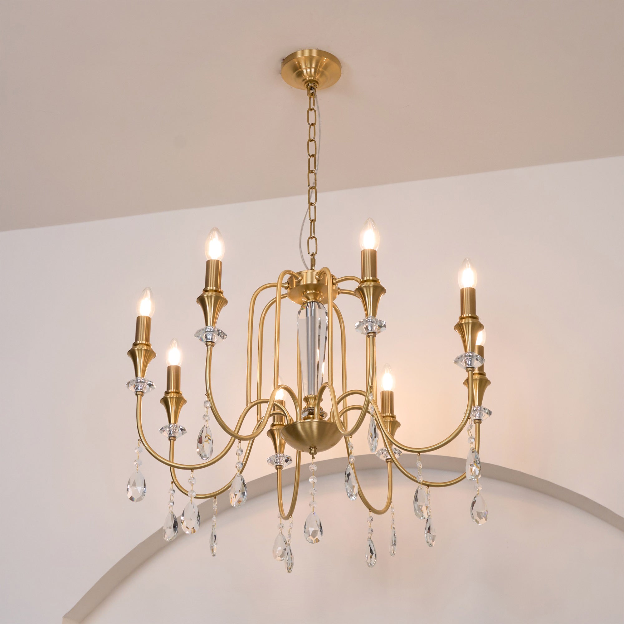 Ercararis Vintage Industrial Brass Crystal Chandelier - Letslighting