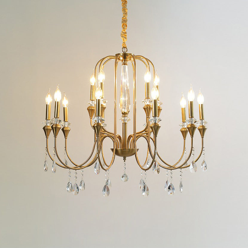 Ercararis Vintage Industrial Brass Crystal Chandelier - Letslighting