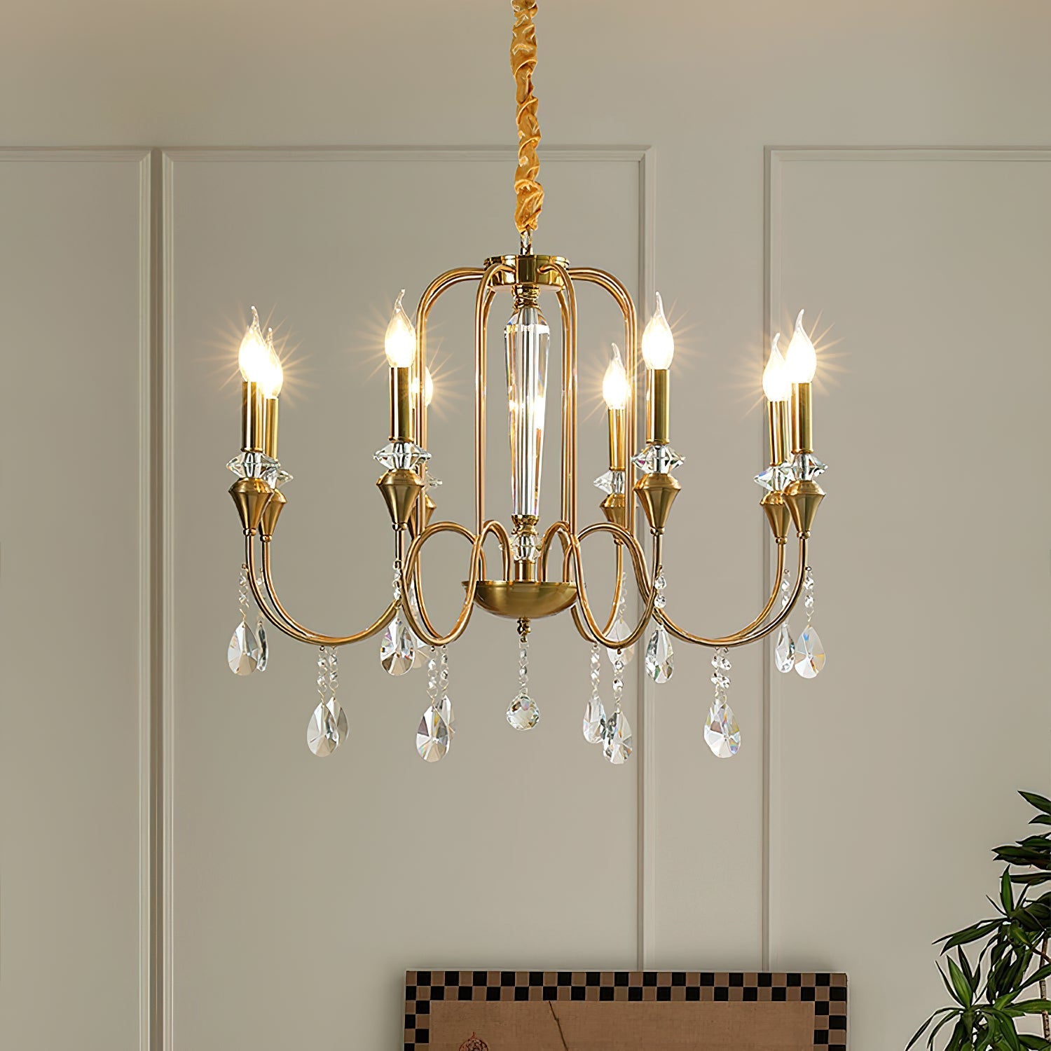 Ercararis Vintage Industrial Brass Crystal Chandelier - Letslighting