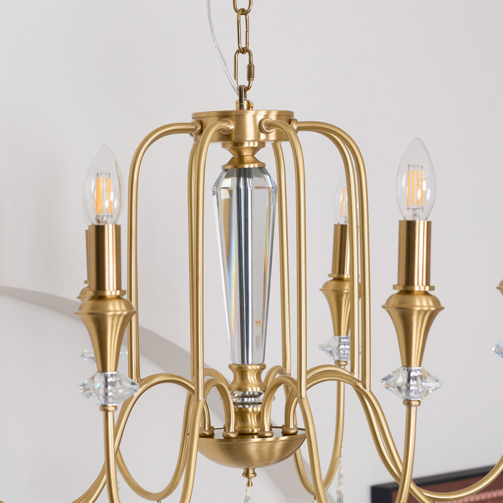 Ercararis Vintage Industrial Brass Crystal Chandelier - Letslighting
