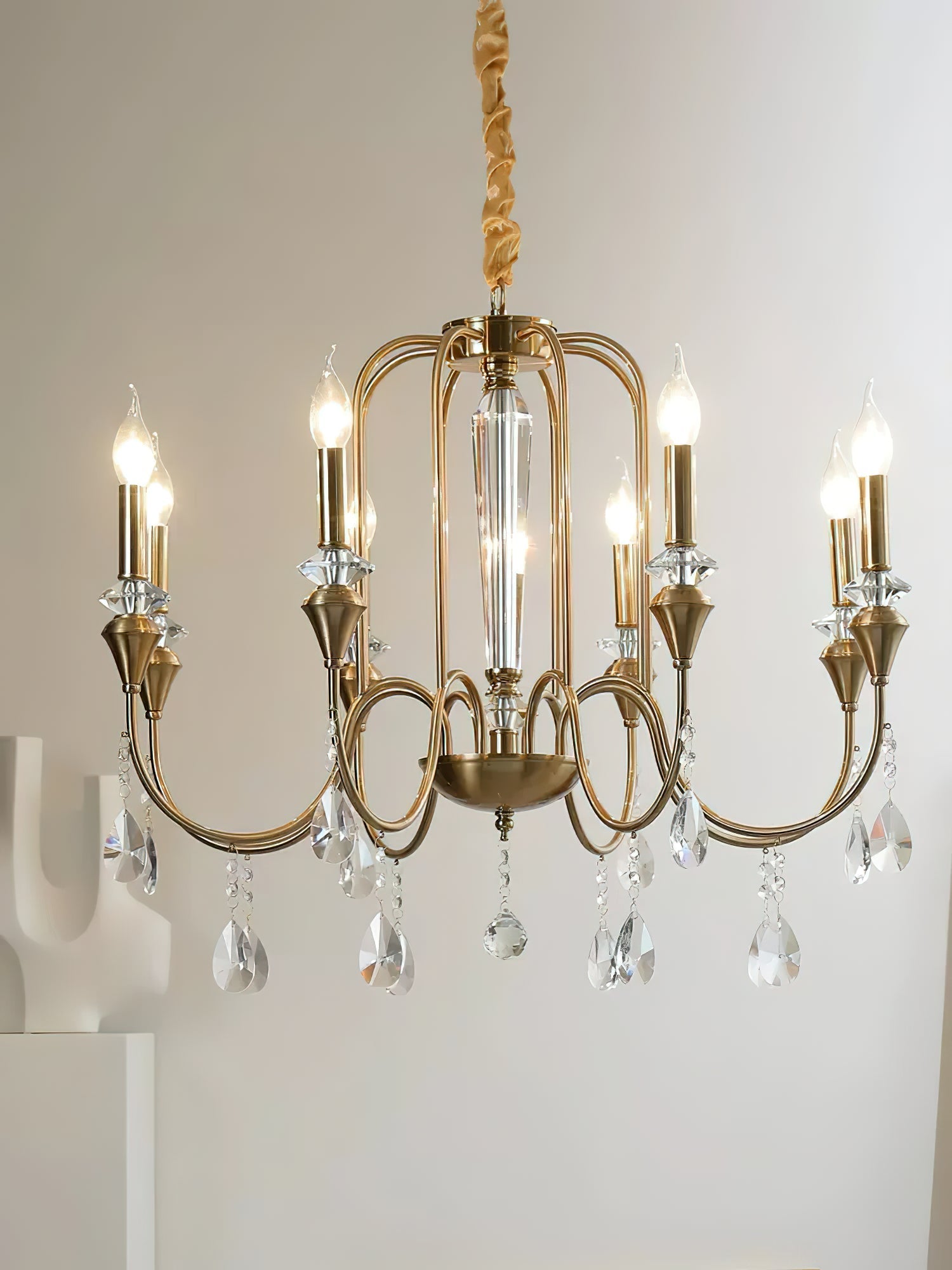 Ercararis Vintage Industrial Brass Crystal Chandelier - Letslighting