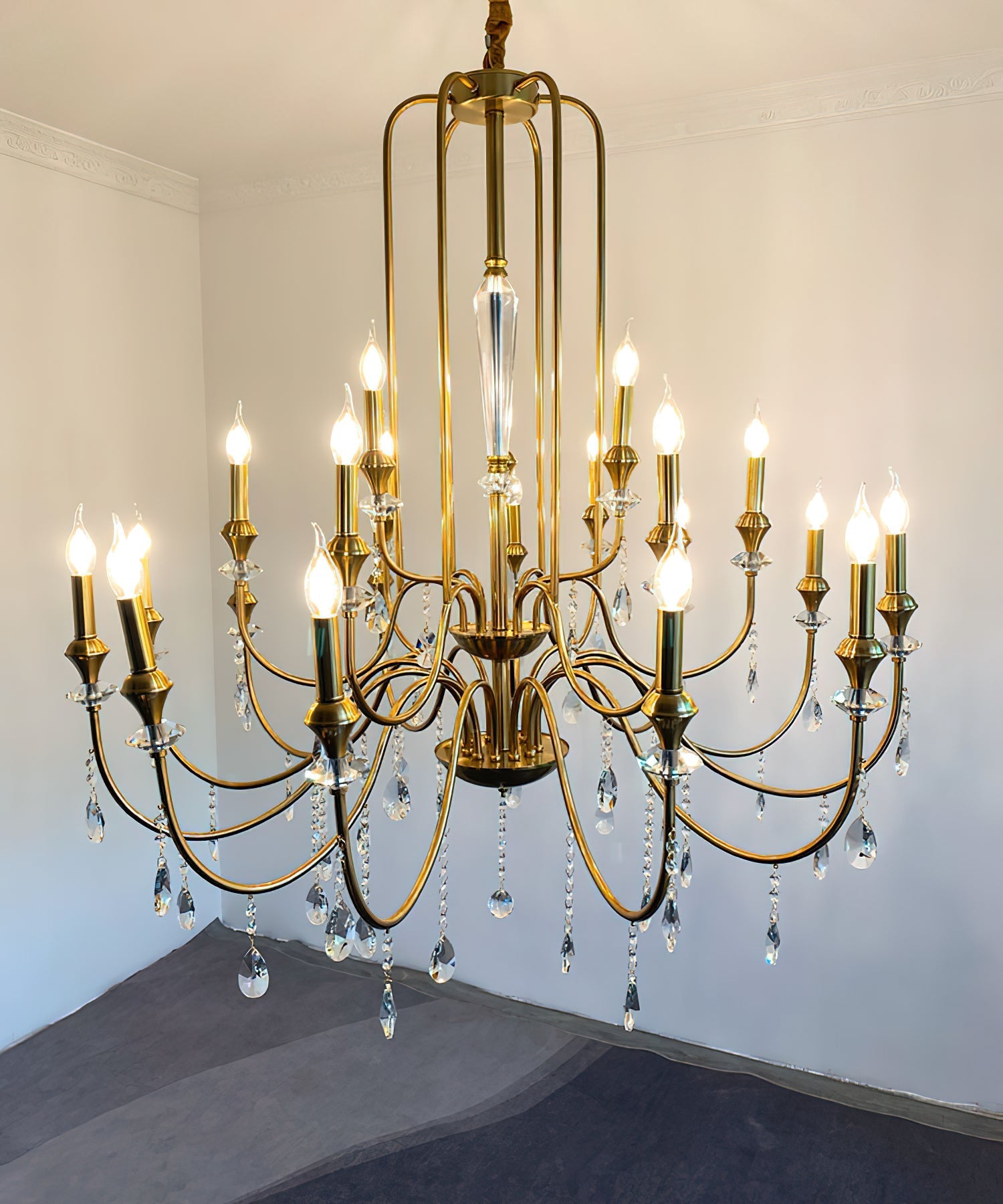 Ercararis Vintage Industrial Brass Crystal Chandelier - Letslighting