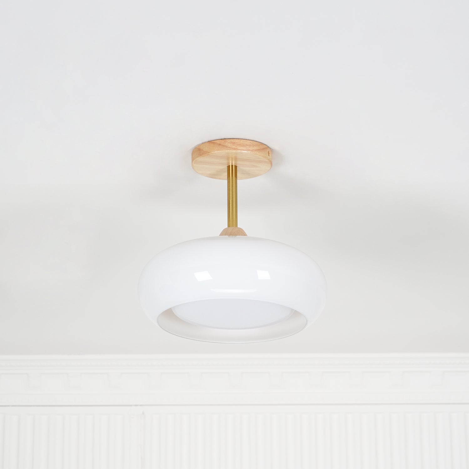 Valentina Flush Mount Ceiling Light Glass Wood &Orange&White
