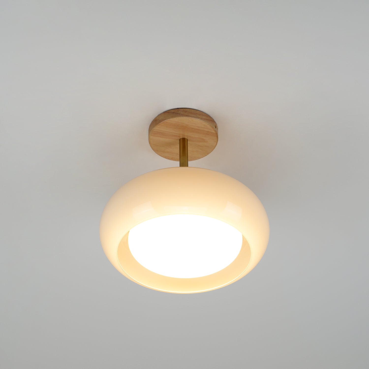 Valentina Flush Mount Ceiling Light Glass Wood &Orange&White