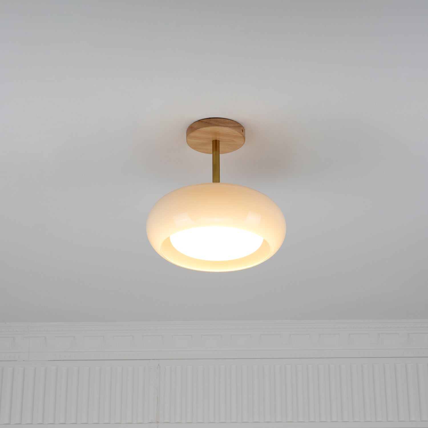 Valentina Flush Mount Ceiling Light Glass Wood &Orange&White