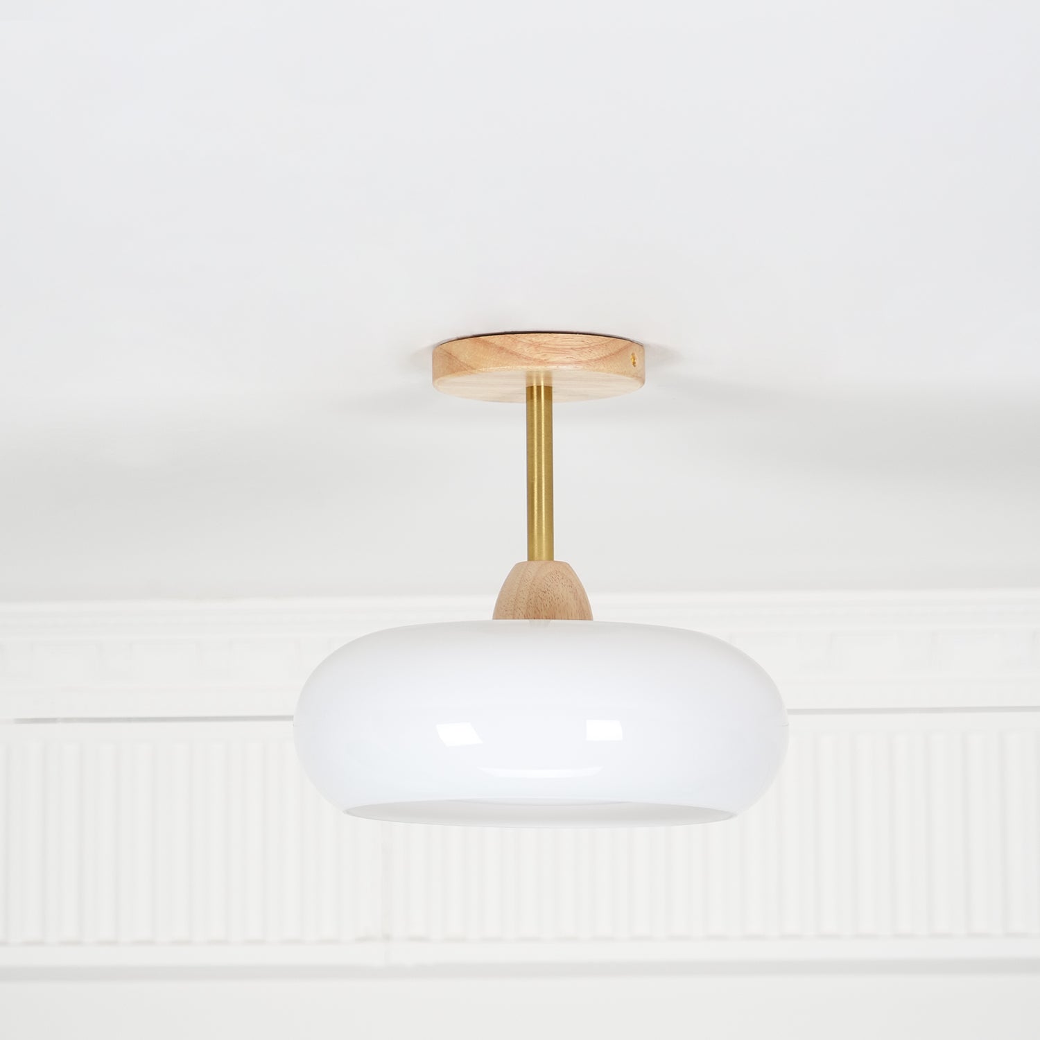 Valentina Flush Mount Ceiling Light Glass Wood &Orange&White