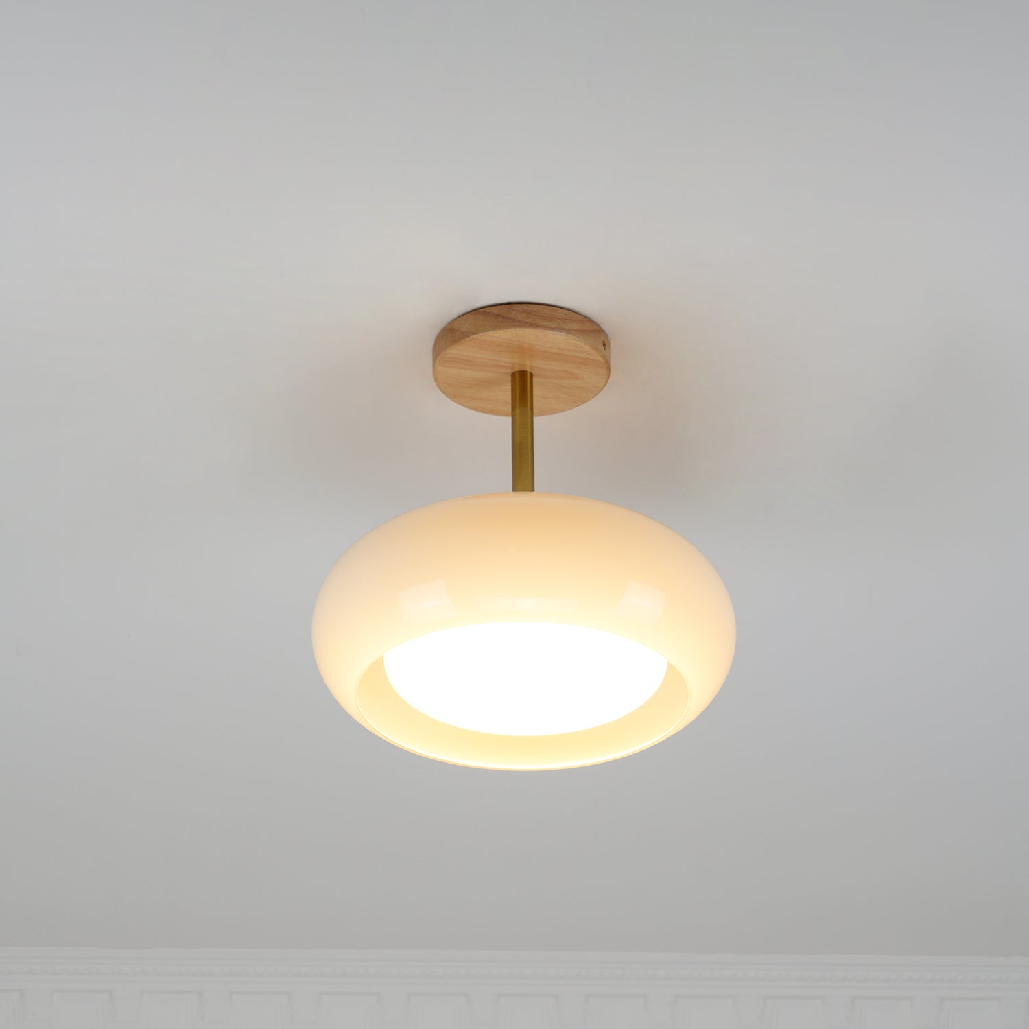 Valentina Flush Mount Ceiling Light Glass Wood &Orange&White