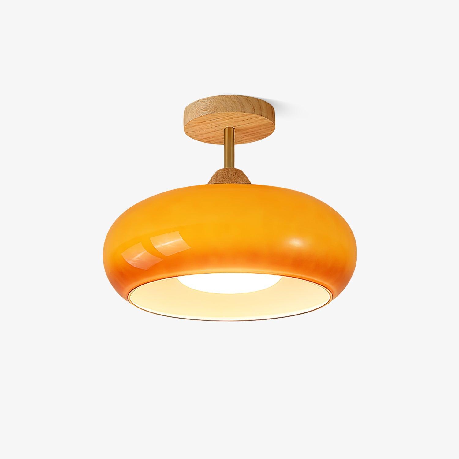 Valentina Flush Mount Ceiling Light Glass Wood &Orange&White