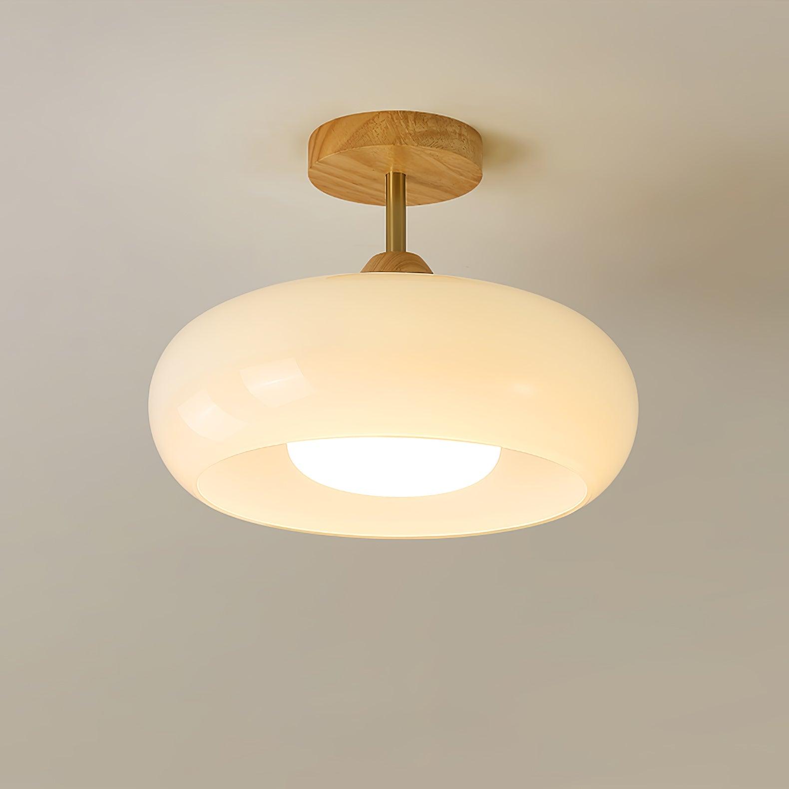 Valentina Flush Mount Ceiling Light Glass Wood &Orange&White