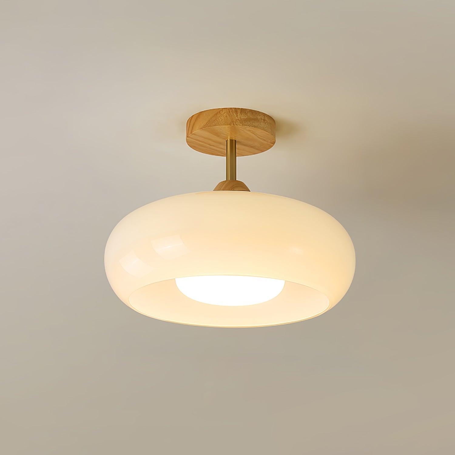 Valentina Flush Mount Ceiling Light Glass Wood &Orange&White