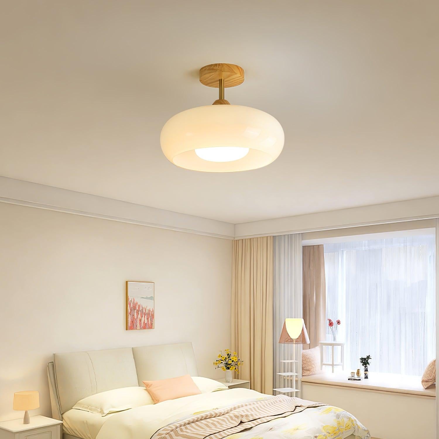 Valentina Flush Mount Ceiling Light Glass Wood &Orange&White