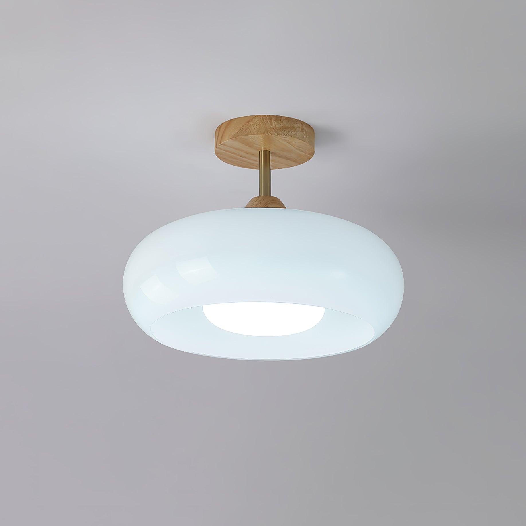 Valentina Flush Mount Ceiling Light Glass Wood &Orange&White