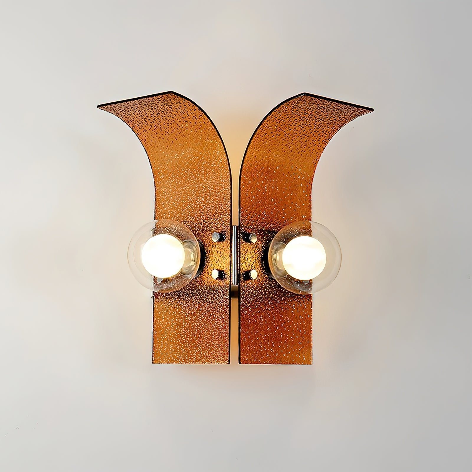 Wall Light Textured Glass Panels Dual Globes Art Deco - Letslighting
