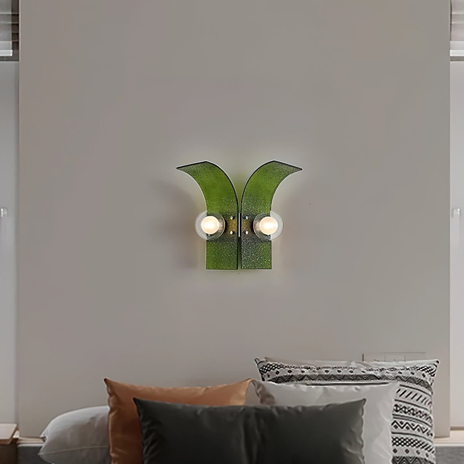 Wall Light Textured Glass Panels Dual Globes Art Deco - Letslighting