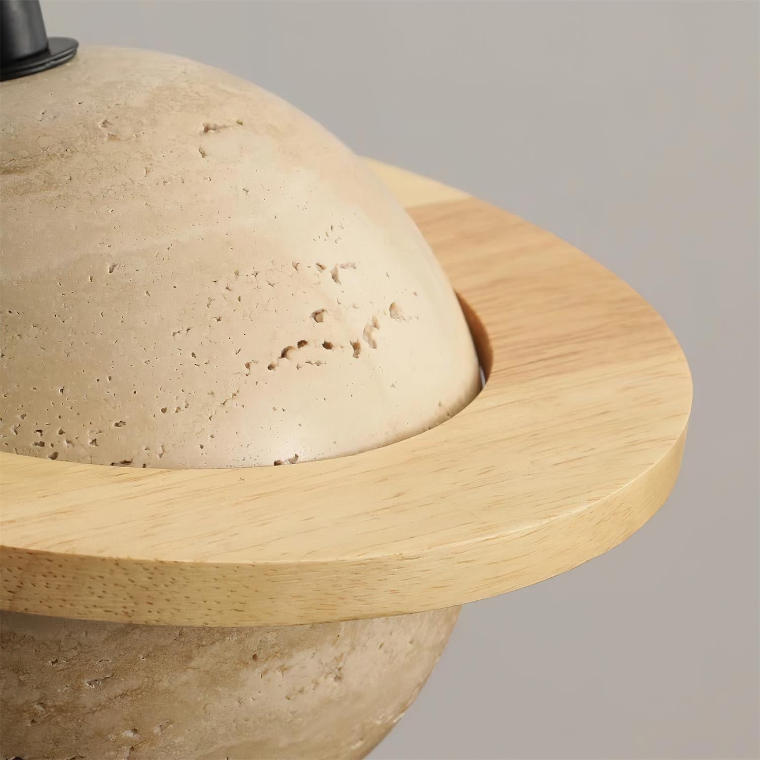 Pendant Light Travertine Planet Walnut Wood Ambient Minimalist - Letslighting