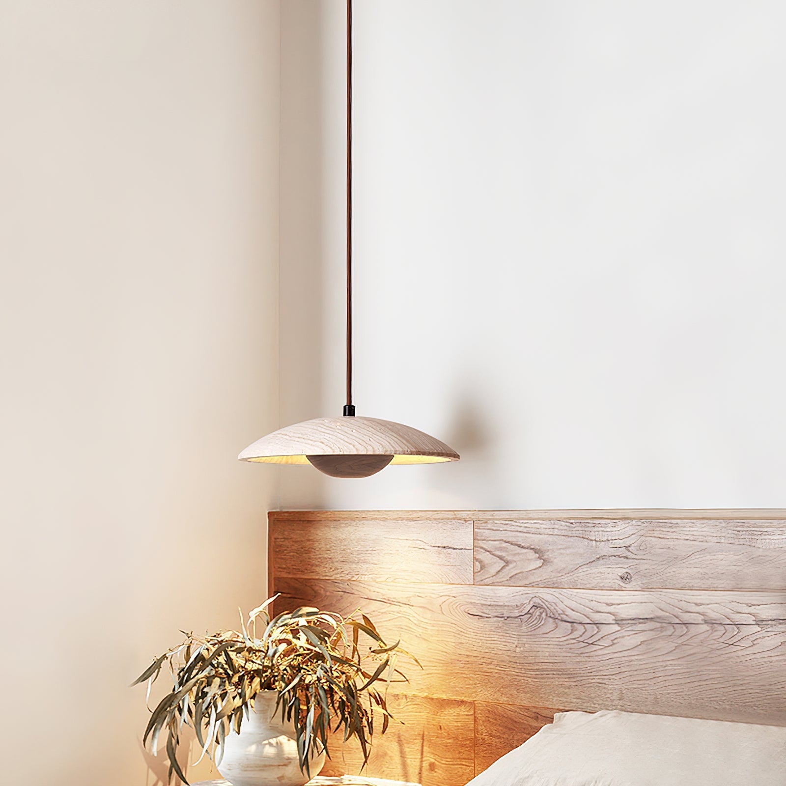 Zodore Wide-Brim Travertine Pendant Light - Letslighting