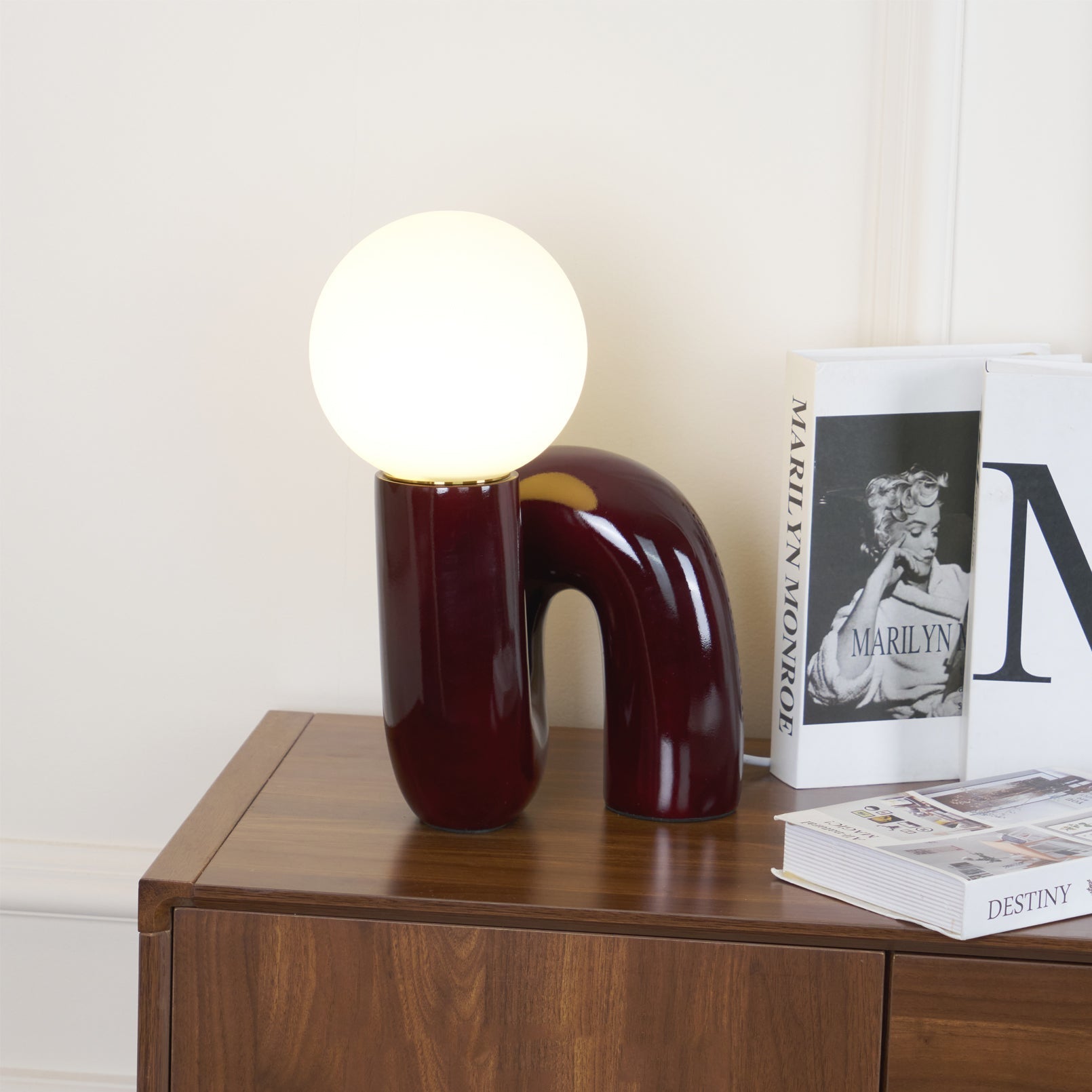 Table Lamp Playful N Shape All White - Letslighting