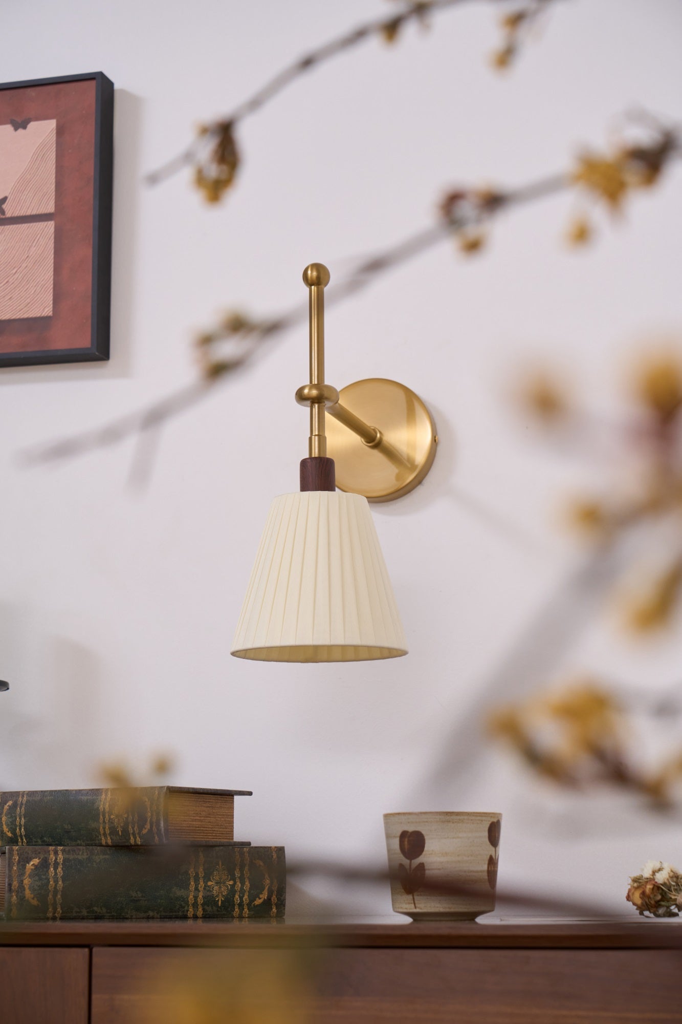 Lustra Wall Lamp Pleated Fabric Brass - Letslighting