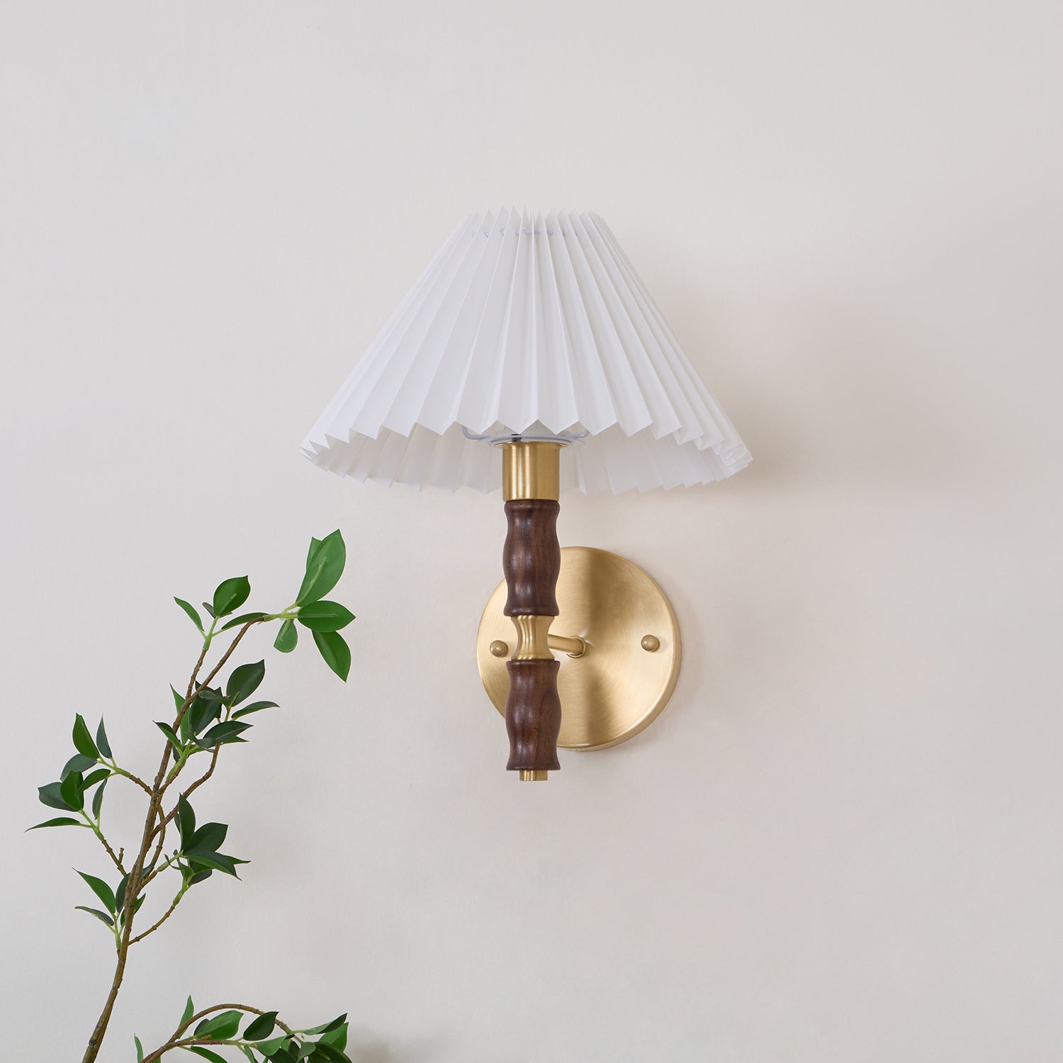 Ernest Vintage Industrial Pleated Walnut Fabric Wall Light - Letslighting