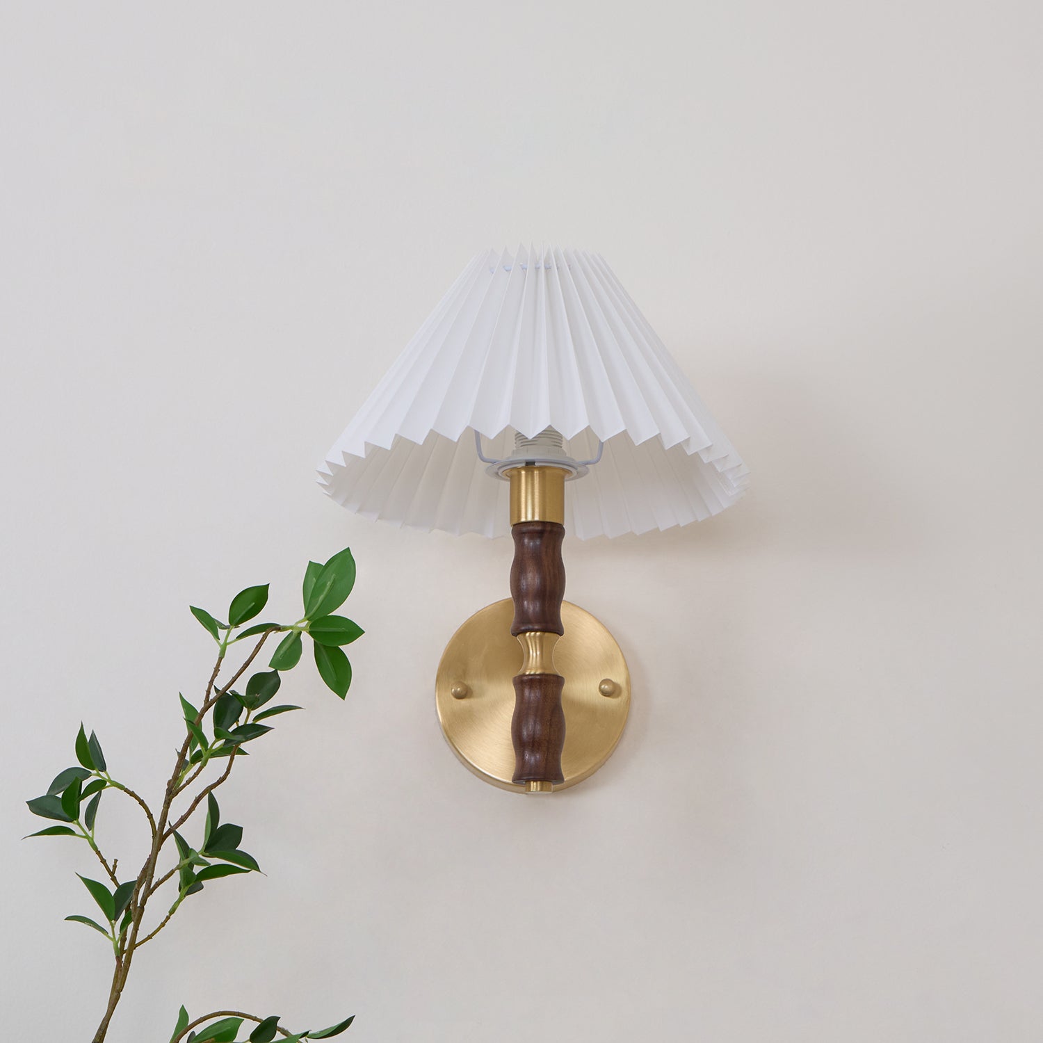 Ernest Vintage Industrial Pleated Walnut Fabric Wall Light - Letslighting