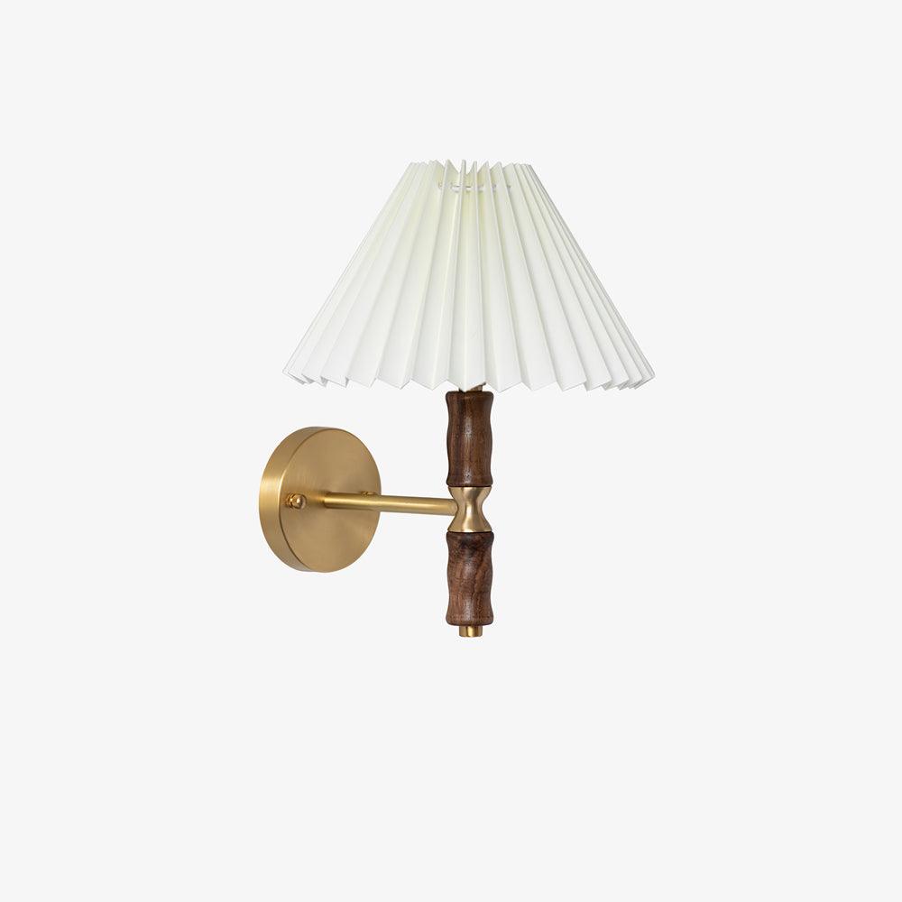 Ernest Vintage Industrial Pleated Walnut Fabric Wall Light - Letslighting