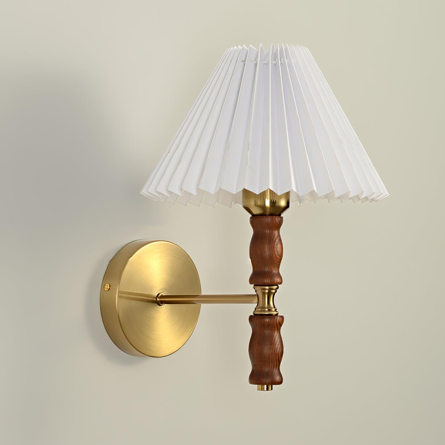 Ernest Vintage Industrial Pleated Walnut Fabric Wall Light - Letslighting