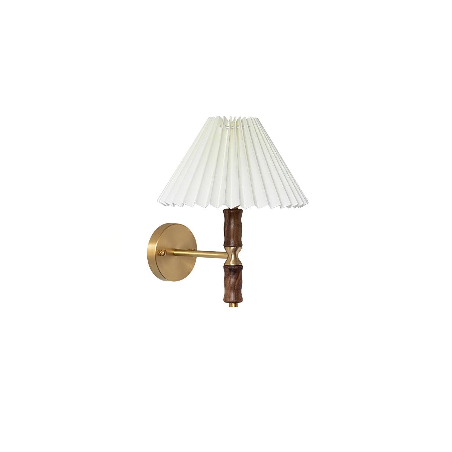 Ernest Vintage Industrial Pleated Walnut Fabric Wall Light - Letslighting