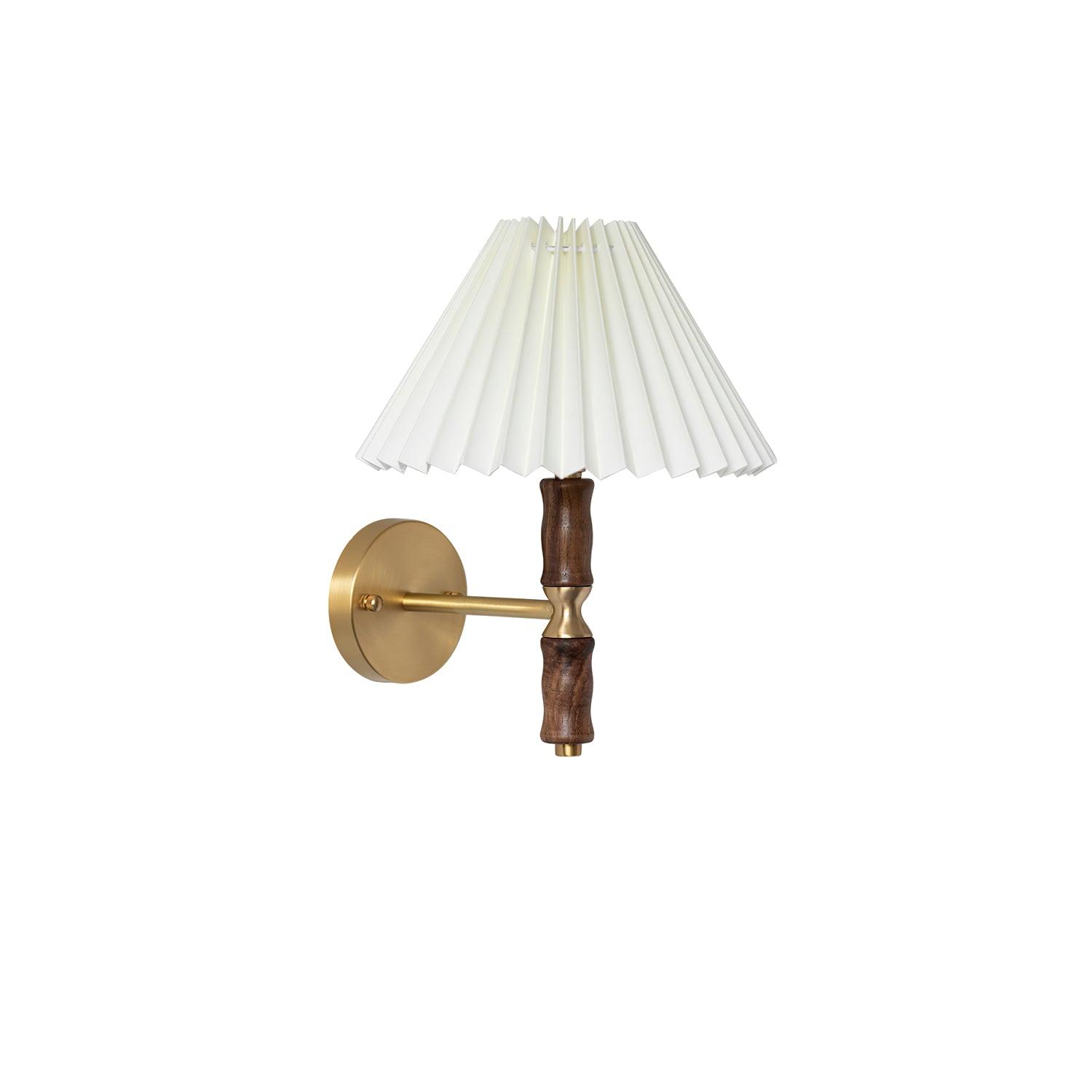 Ernest Vintage Industrial Pleated Walnut Fabric Wall Light - Letslighting
