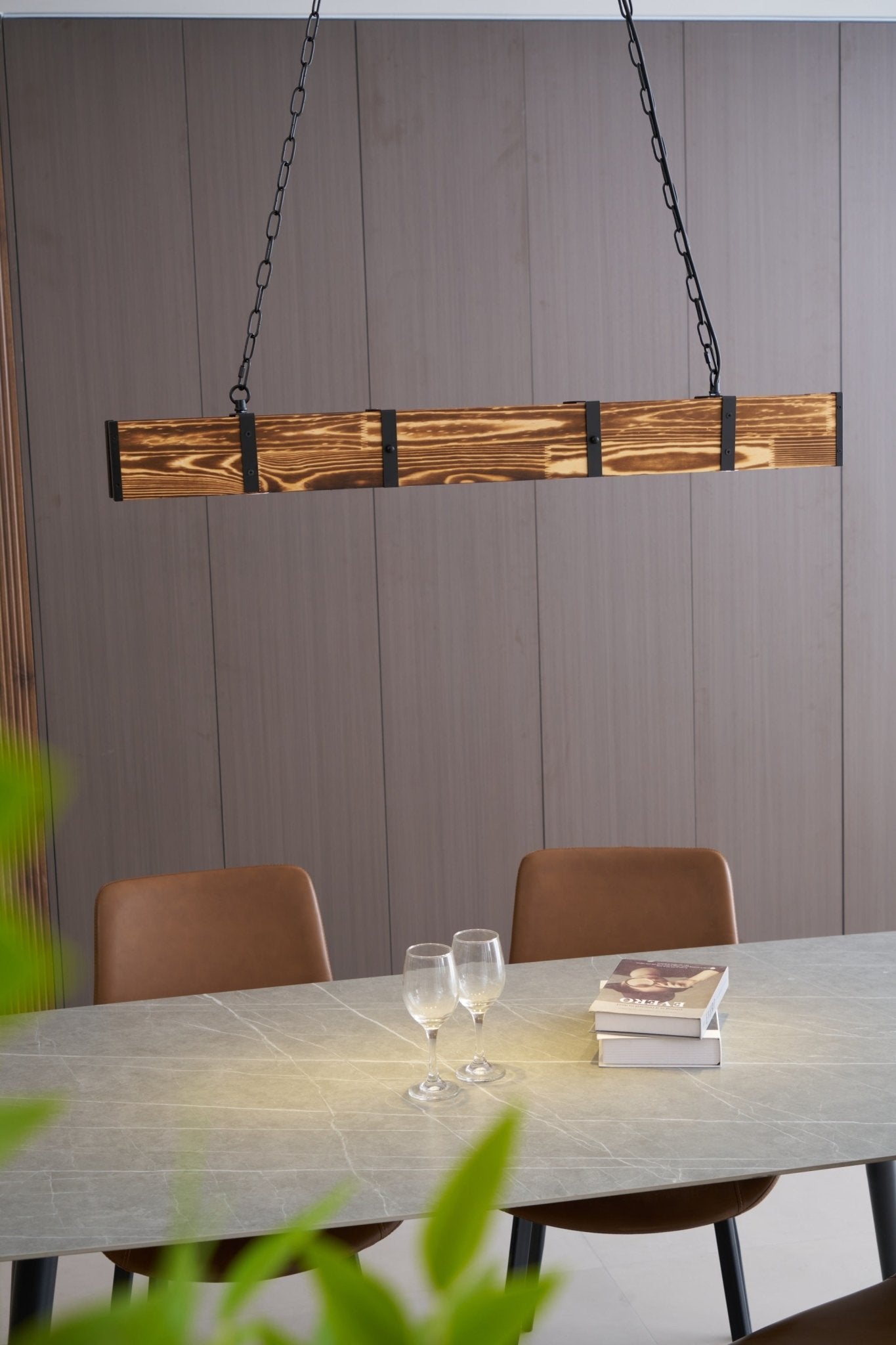 Lustra Chandelier Pleva Linear Natural Wood - Letslighting