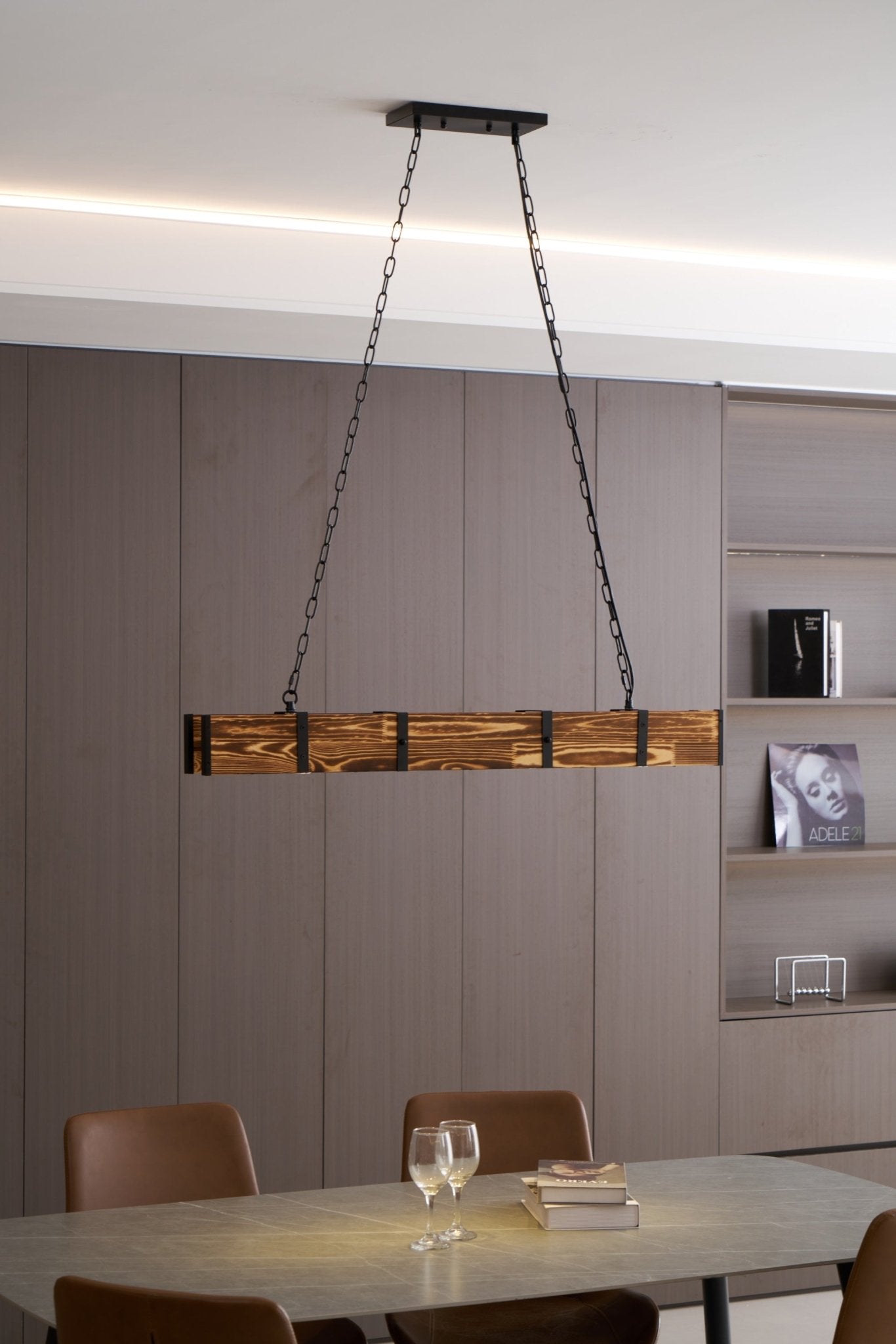 Lustra Chandelier Pleva Linear Natural Wood - Letslighting