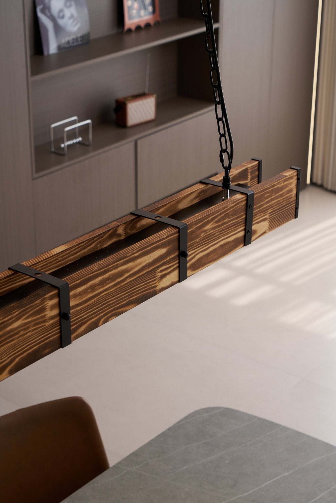 Lustra Chandelier Pleva Linear Natural Wood - Letslighting