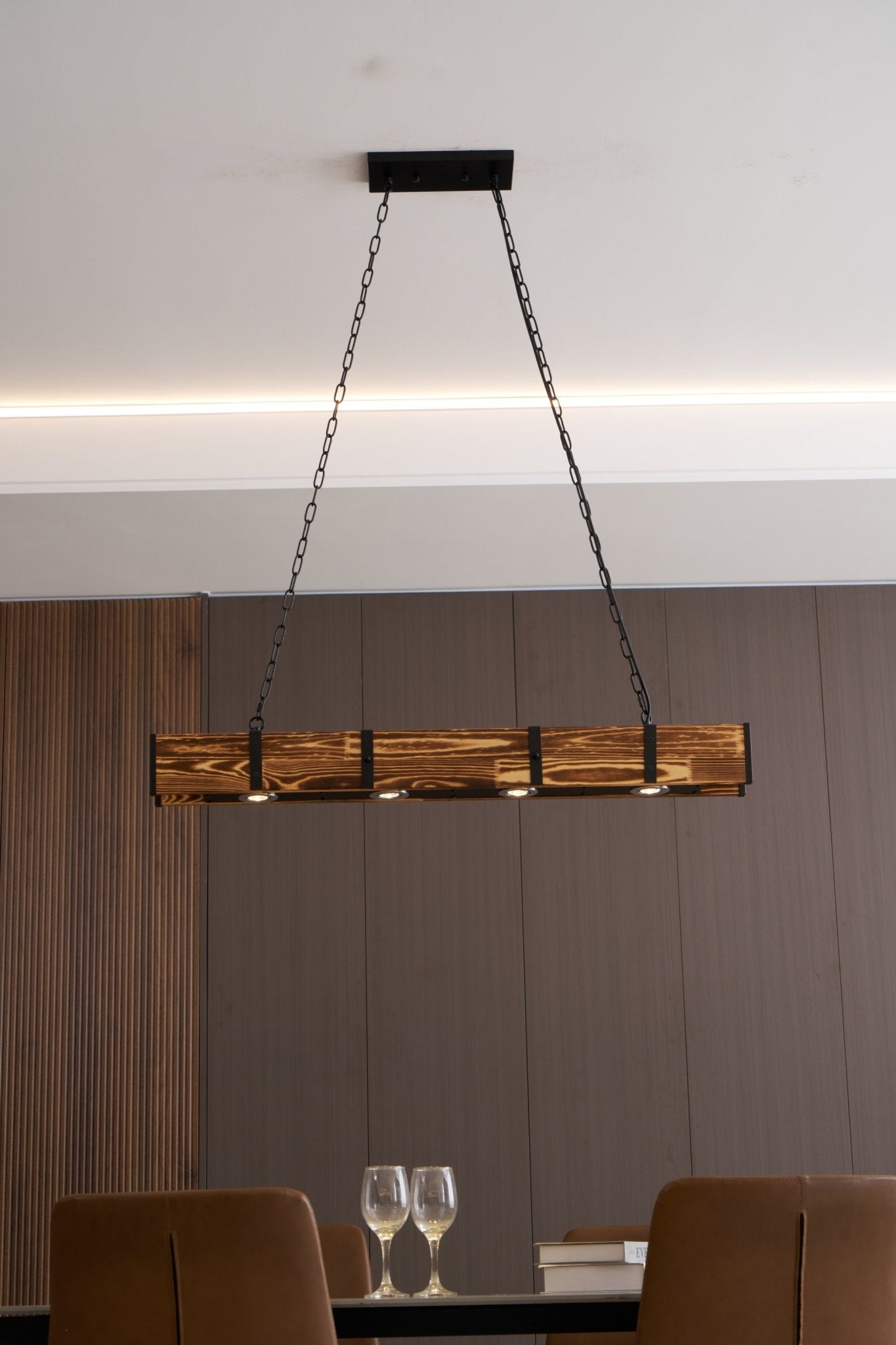 Lustra Chandelier Pleva Linear Natural Wood - Letslighting