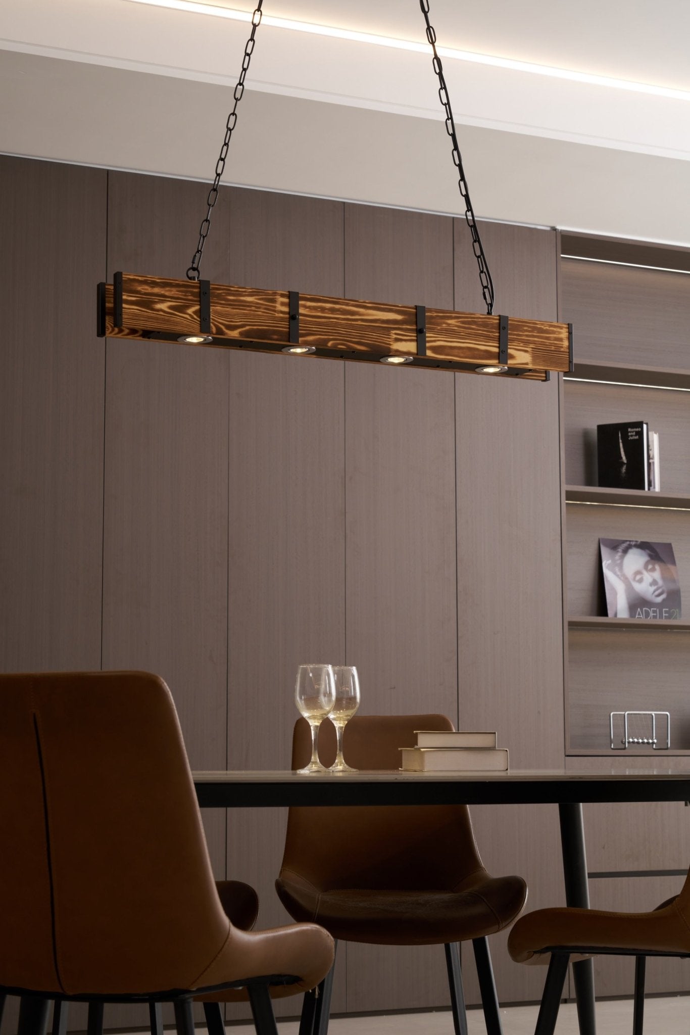 Lustra Chandelier Pleva Linear Natural Wood - Letslighting