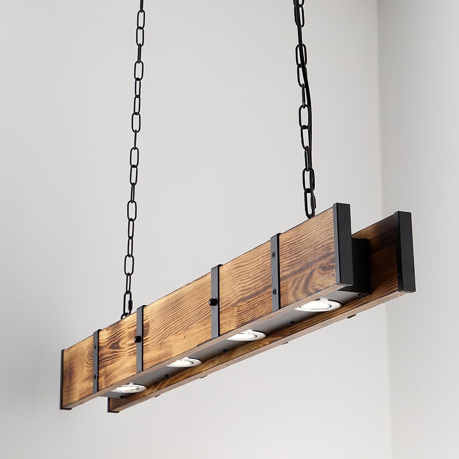 Lustra Chandelier Pleva Linear Natural Wood - Letslighting