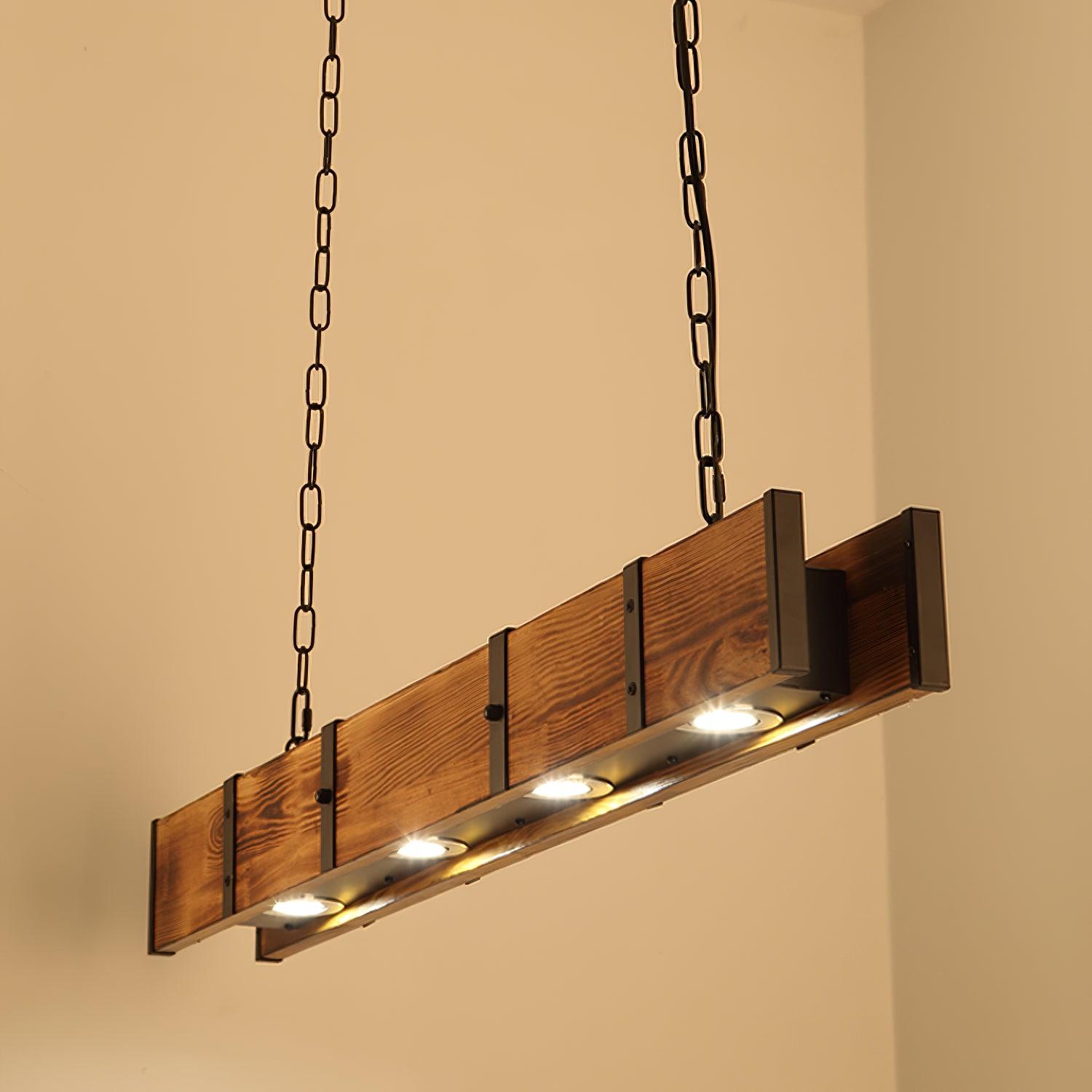 Lustra Chandelier Pleva Linear Natural Wood - Letslighting