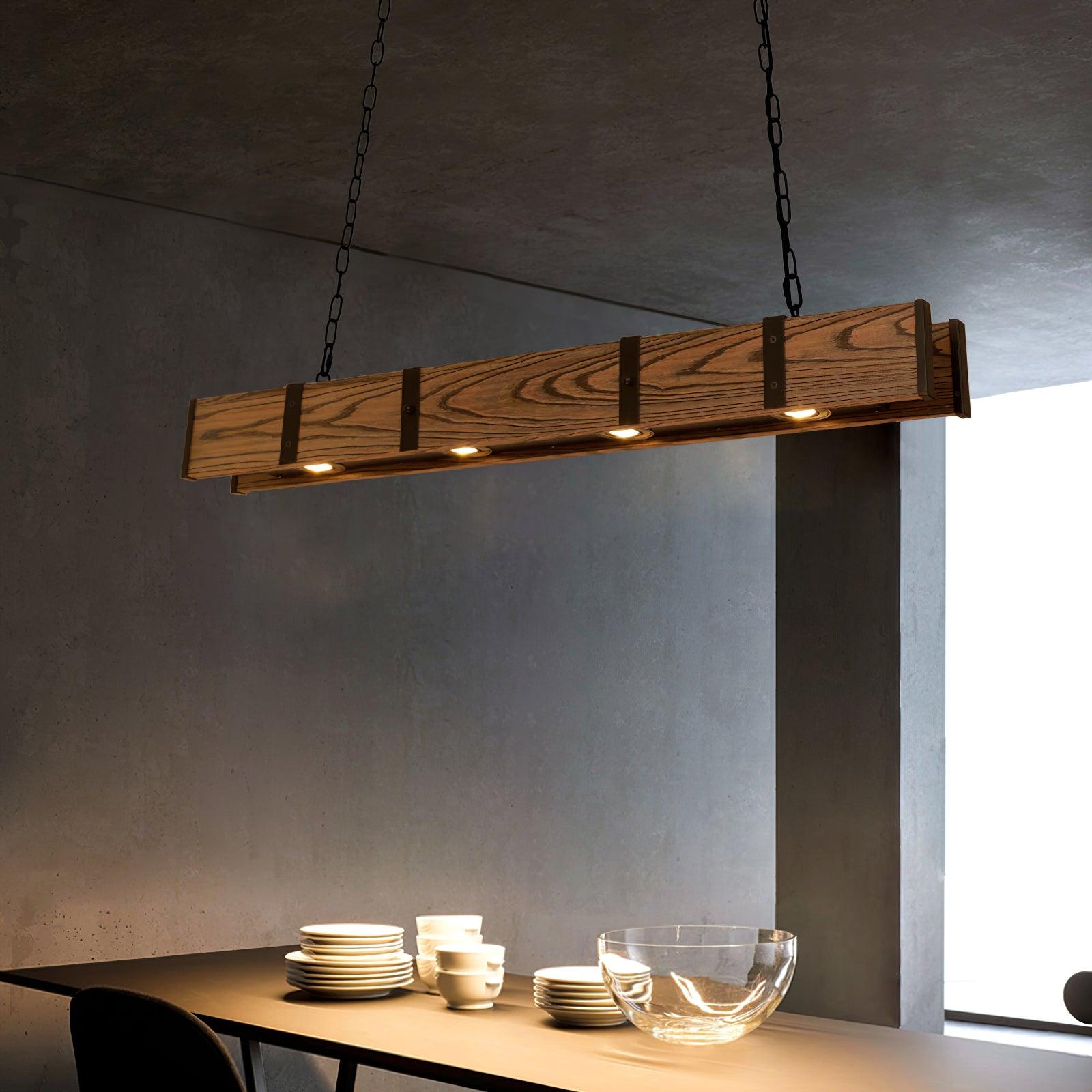 Lustra Chandelier Pleva Linear Natural Wood - Letslighting