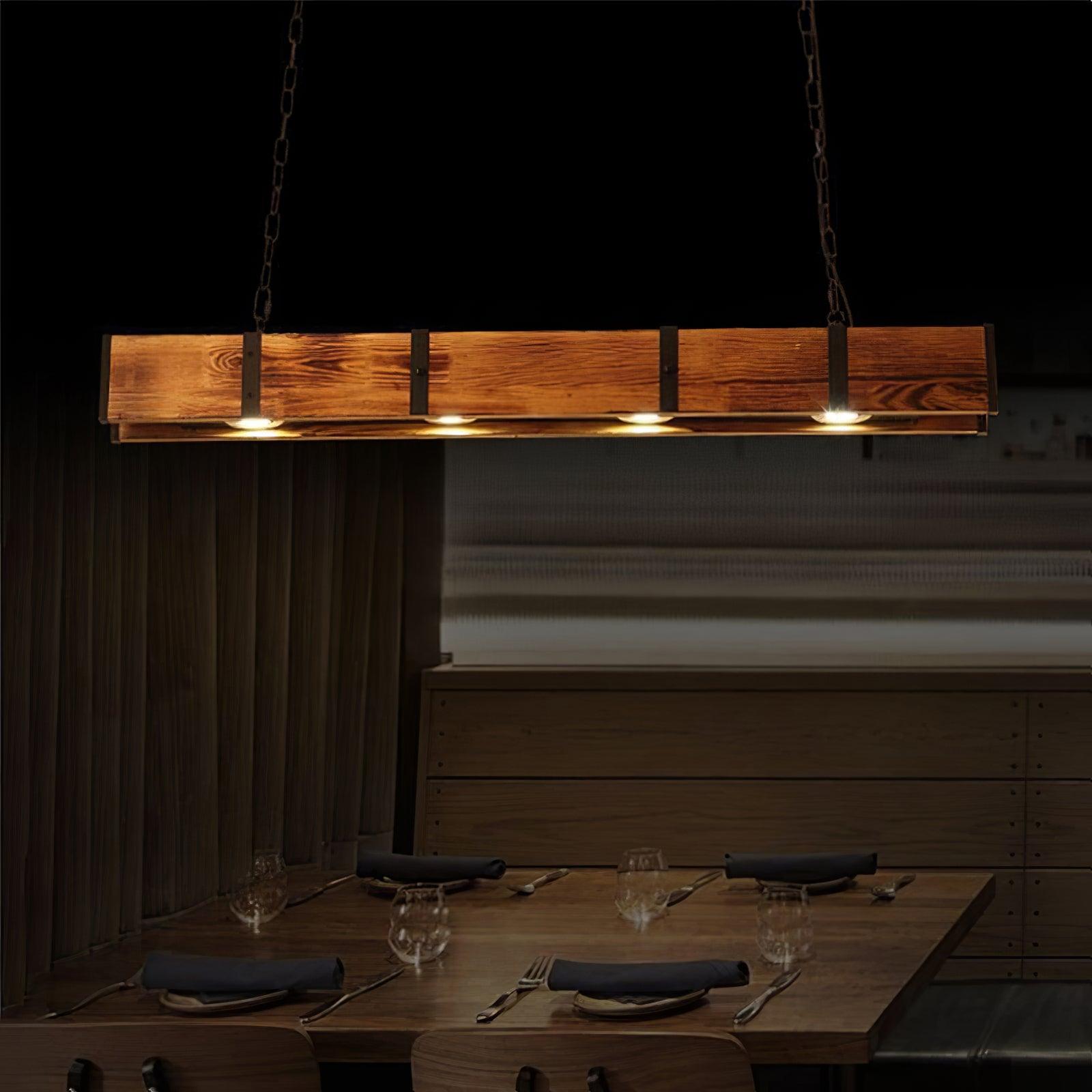 Lustra Chandelier Pleva Linear Natural Wood - Letslighting