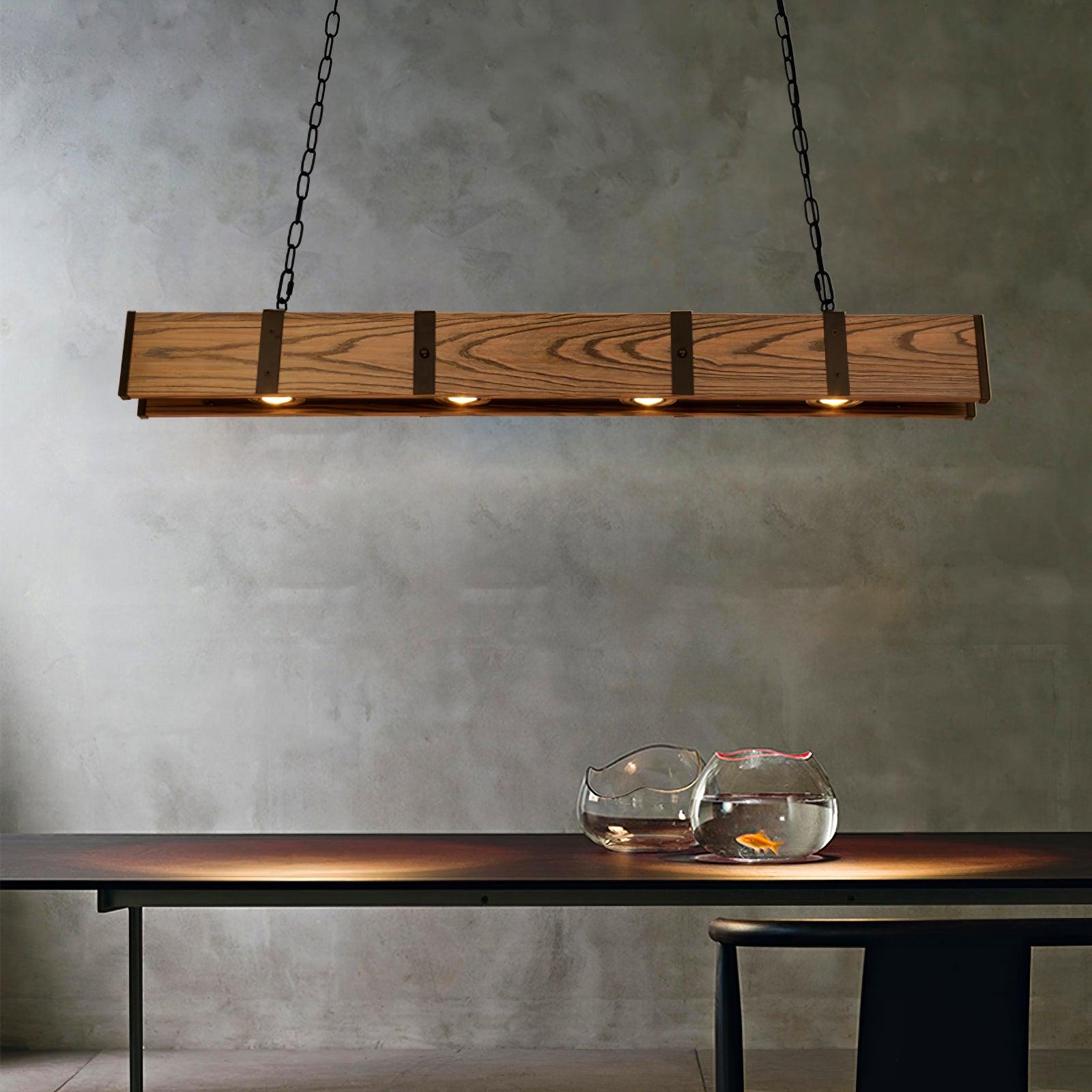 Lustra Chandelier Pleva Linear Natural Wood - Letslighting